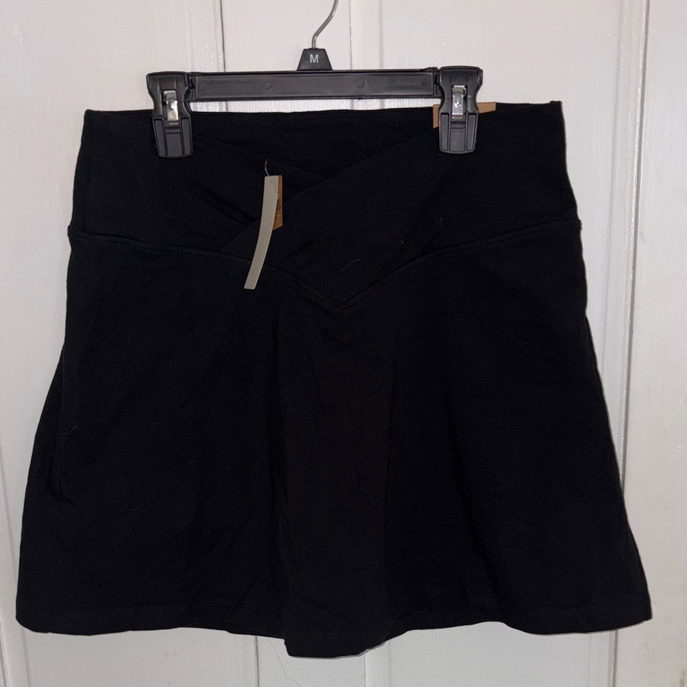 Black High Waisted Crossover Athletic Skort